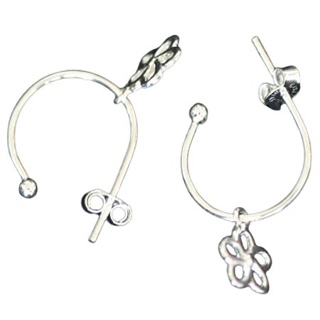 Brinco de Prata 925 Argola com Flor de Belle