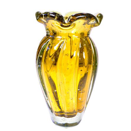 Vaso de Cristal Murano Jasmine Ambar 12x22 cm