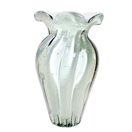Vaso de Cristal Murano Jasmine Perola 12x22 cm