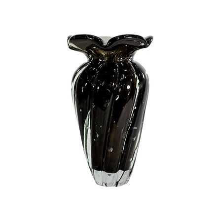 Vaso de Cristal Murano Jasmine Preto 12x22 cm