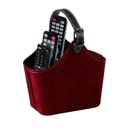 Porta Controle Remoto em MDF de Veludo - Cor Vinho 22x10x26 cm