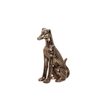 Escultura de Cerâmica Galgo Inglês Cromado