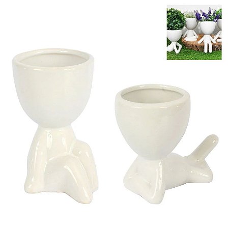 Vasos Robert Plant de Porcelana com 02 Peças - Cor Branco