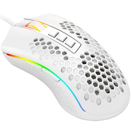 GAMES - Mouse Gaming REDRAGON Storm Elite M988W-RGB USB até 16.000 DPI com Backlight RGB Chroma Branco Decorado