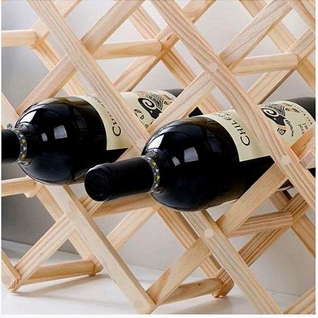 Adega Rack para Vinhos Retrátil em Madeira - Para 10 Garrafas