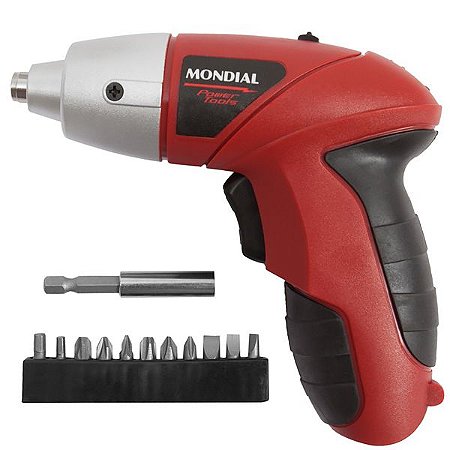 Parafusadeira Mondial FPF-05 200 rpm Recarregável Bivolt - Cor Preta com Vermelho