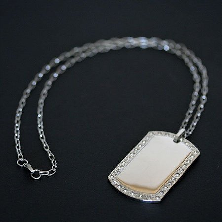 Gargantilha de Aço Cartier com Pingente com 35 Pedras de Zircônia