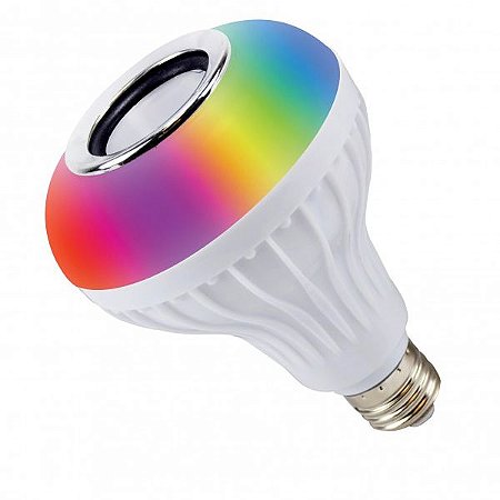 Lâmpada LED MEGA STAR LS701A 12 watts com Bluetooth e Alto-Falante Bivolt Branco