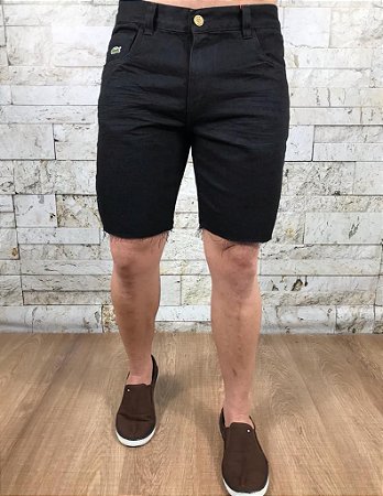 Bermuda Masculina Jeans LCT Black Barra Desfiada
