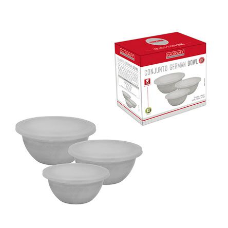 Conjunto de Potes em Inox Redondo German com 03 Peças