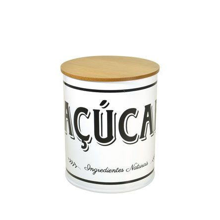 Porta Mantimento em Lata Açucar 13 cm - Cor Branca