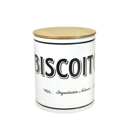 Porta Mantimento em Lata Biscoito 16 cm - Cor Branco
