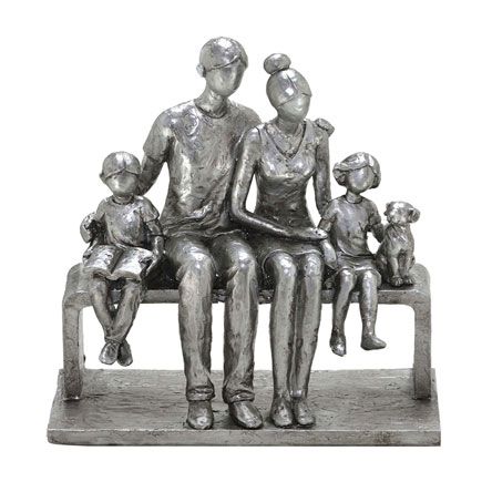 Enfeite em Resina Família 20x09x22 cm - Cor Prata