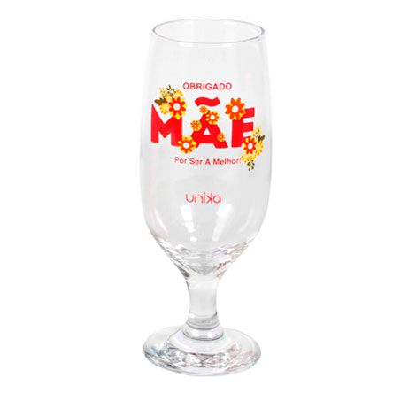 Taça de Vidro Obrigado Mãe Por Ser a Melhor 300ml UNIKA