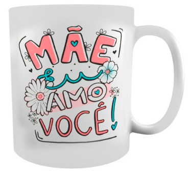 Caneca de Cerâmica Mãe Eu Amo Você 340ml CERÂMICA REGINA