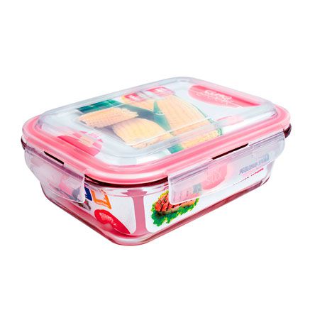 Pote de Vidro Hermético Euro 1040 ml - Cor Vermelho