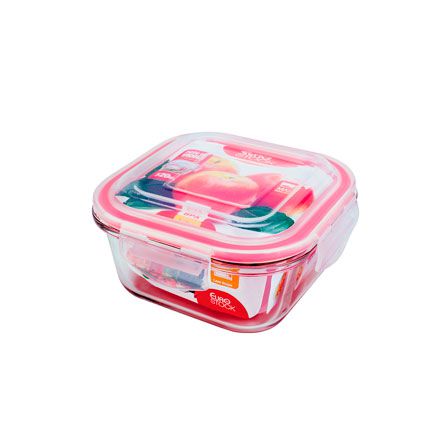 Pote de Vidro Hermético 520 ml Euro  - Cor Vermelho
