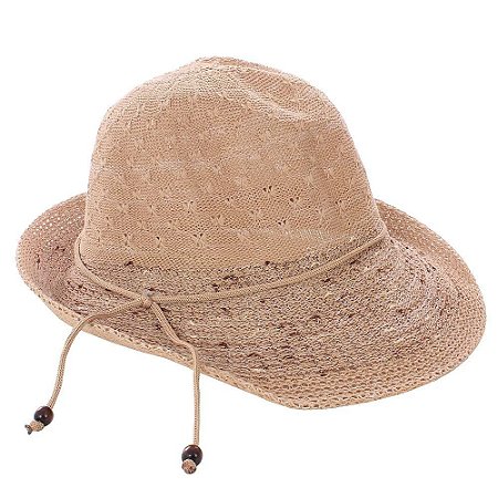 Chapéu Viseira de Praia Feminino com Cordão de Botões