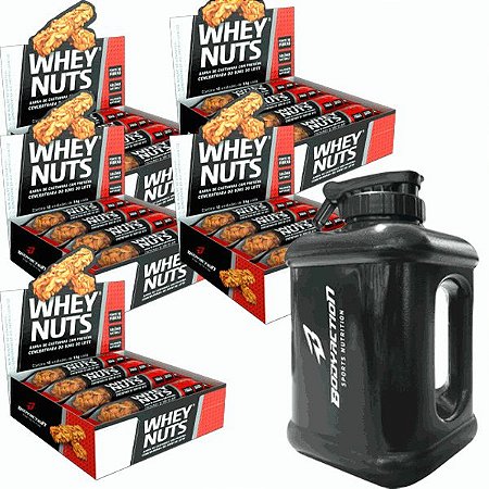 Whey Nuts Caixa com 12 Unidades (360g) + Galão Quadrado (1,6L) - Kit com 05 Caixas
