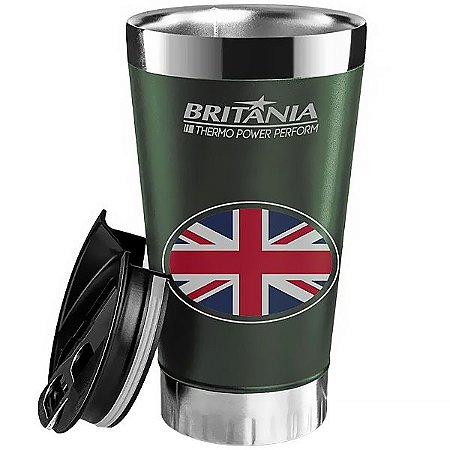 Copo Térmico Britânia de 475 ml com Abridor de Garrafa e Tampa- Cor Verde