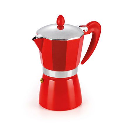 Cafeteira Italiana de Alumínio 630ml para 09 xícaras de 70ml Vermelha ETILUX