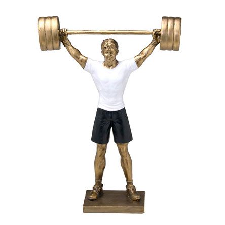 Decoração Enfeite em Resina Masculino Fit 26x15 cm - Cor Dourado e Branco