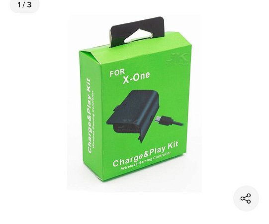 Bateria e Cabo Carregador para Controle Xbox One Play - Cor Preto