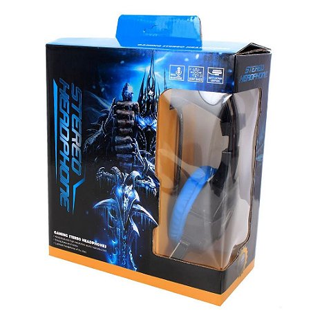 Fone de Ouvido Headset Gamer 2 x P2 + Usb com Led - Cor Azul