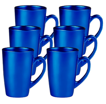 Jogo de Canecas de Vidro Cusco Azul 200ml 06 peças ETILUX
