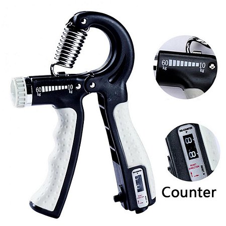 Fitness Extensor de Pulso Gripper Ajustável Exercício - Cor Preto com Branco