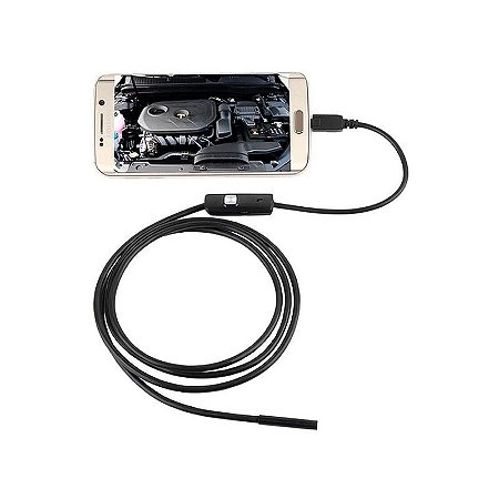 Câmera de Inspeção Automotiva Sonda Endoscópica Android Led Usb Smartphone Celular Pc - Cor Preto