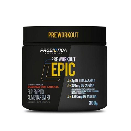 Epic Pre Workout (300g) Guaraná com Laranja - Probiótica