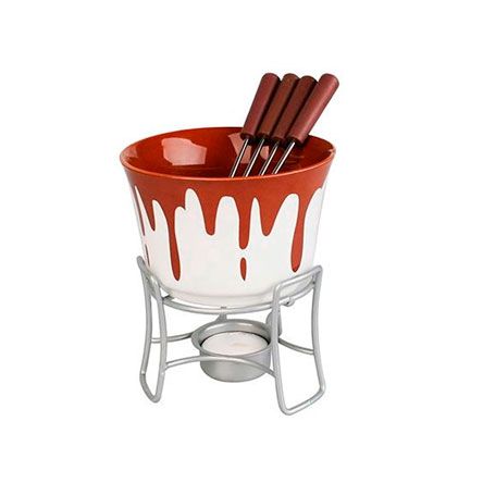 Fondue de Cerâmica em Aço Inox Bruxelas com 06 Peças ETILUX