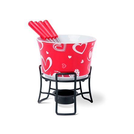 Fondue de Cerâmica Inox Coração com 06 Peças BRINOX