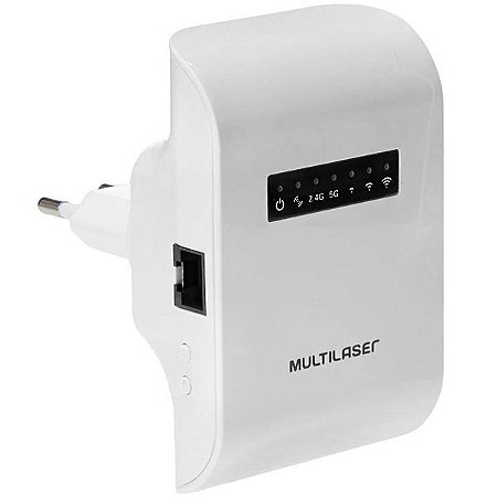 Repetidor de Sinal Wi-Fi MULTILASER RE054 AC750 300Mbps em 2.4GHz + 450Mbps em 5GHz Bivolt Branco