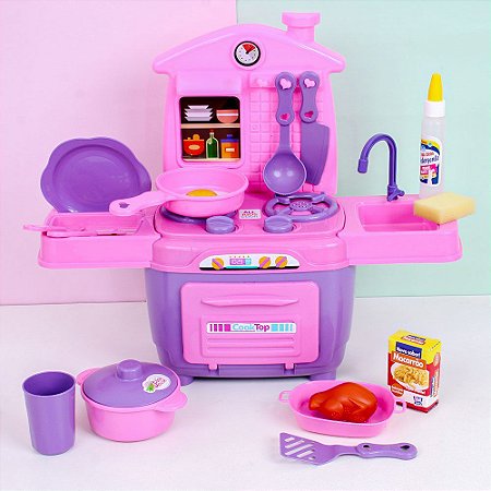 Conjunto Infatntil Cooktop Cozinha Completa com 16 Peças Zuca Toys