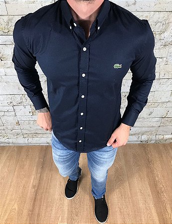 Camisa Masculina LCT Manga Longa Azul Marinho
