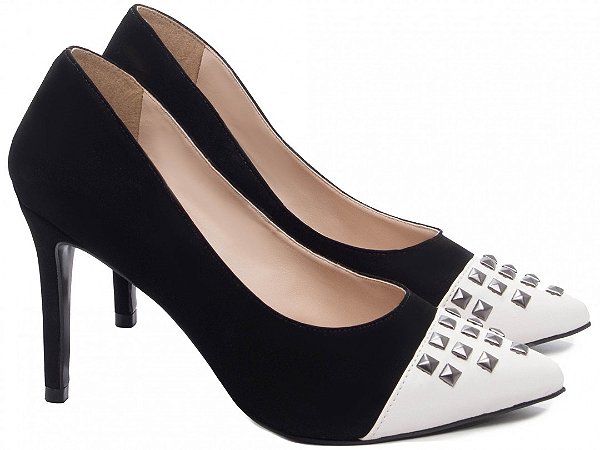 Sapato Scarpin TORRICELLA Preto Nobuck Salto Fino