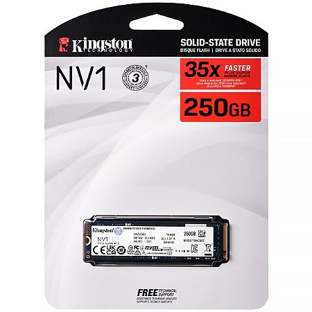 SSD M.2 de 250GB Kingston NV1 SNVS / S250G 2100 MB / s de Leitura Azul