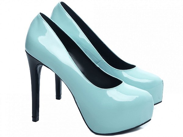 Sapato Meia Pata TORRICELLA Azul Verniz Salto 13cm
