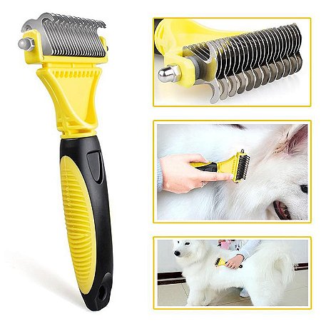 PET - Pente para Animais de Estimação Gatos e Cães Duplo Inoxidável Knot Rake