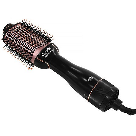 Escova Elétrica Quanta QTES6000N Style&Glamour 2 in 1 com 1.300 watts Bivolt Preto com Rosa