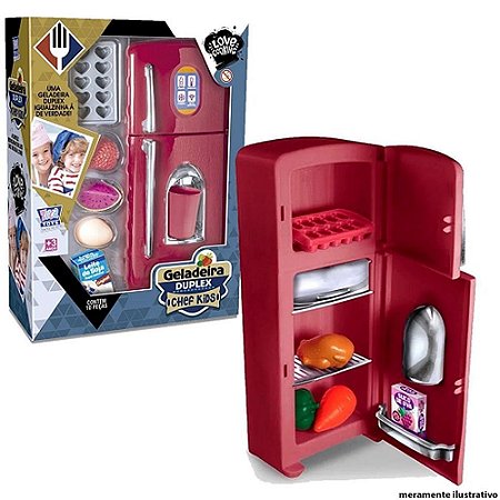 Geladeira Duplex Chef Kids Infantil com 10 Peças Zuca Toys