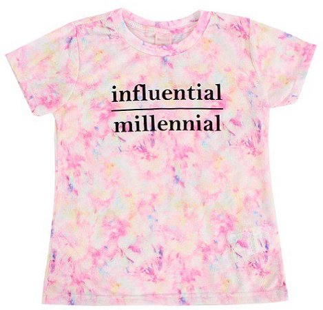 Blusa Infantil Meninas Baby Look Estampa Tie Dye - Tamanho 12