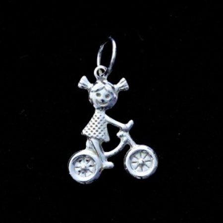 Pingente de Prata 925 Menino Bike / Menina Bike