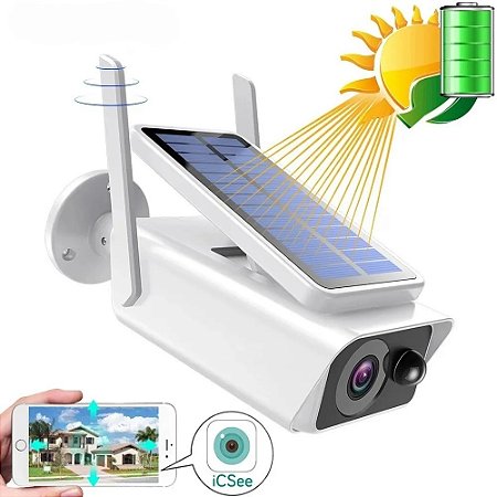 Câmera Ip Wifi Segurança Ip66 Energia Solar Full Hd