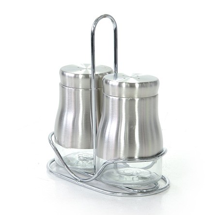 Porta Condimentos de Inox Luxo com Suporte 03 Peças UNY GIFT