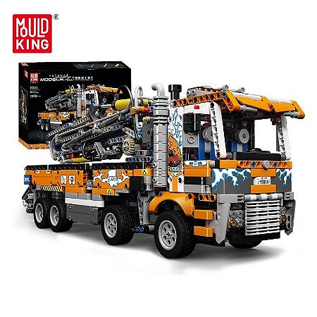 Reboques Pesados ​​Concreto Pneumático MOLD KING 19014 Kits de Construção Bombeia Tijolos Engenharia Brinquedo