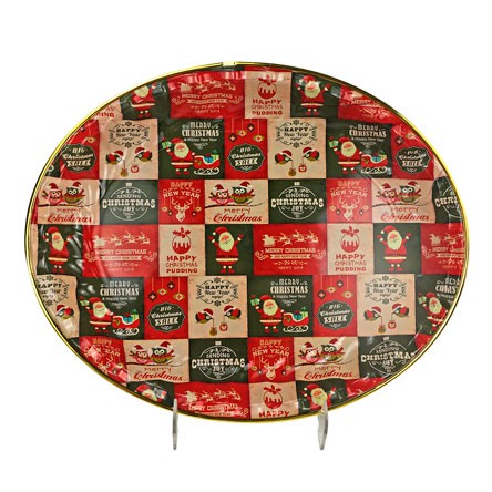 Bandeja Plástica Oval Figuras Natalinas 44x36 cm Rio Master