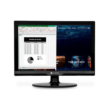 Monitor Goldentec GT154 Tela 15.4 LED VGA/HDMI-SINOP-03 Preto